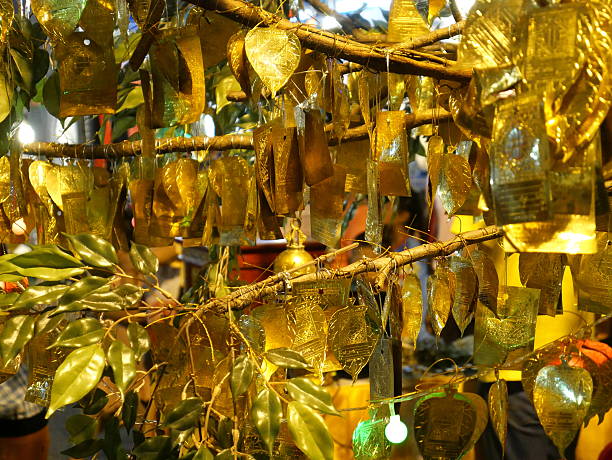 istock Golden pipal leaf used for religious purpose 502314682
