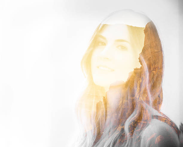 istock Woman portrait double exposure 502315490