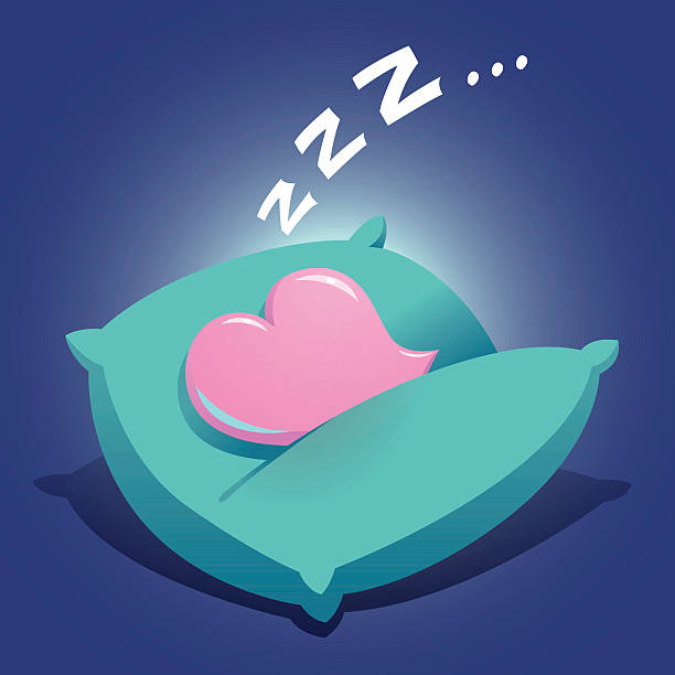 ilustraciones, imágenes clip art, dibujos animados e iconos de stock de corazón de dormir en un cojín - pillow