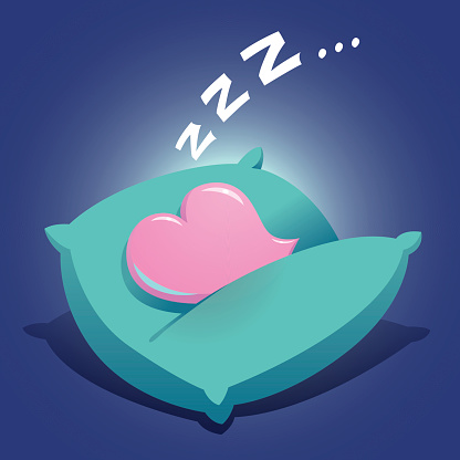 Vector illustration of a Heart Sleeping On a Cushion