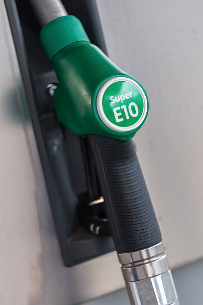 german gas station super e10 fuel stock photo