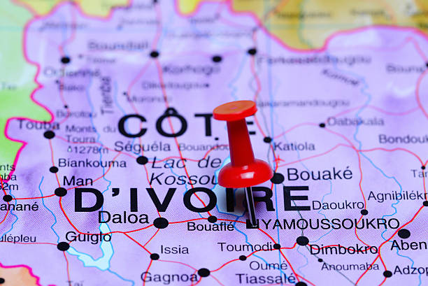 Yamoussoukro pinned on a map of Africa