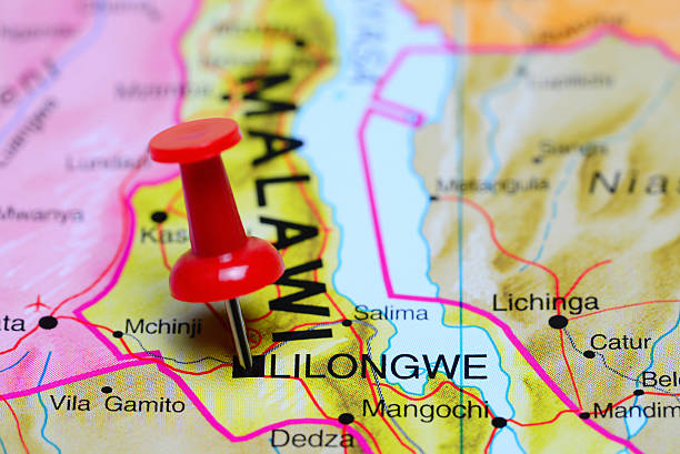 Lilongwe pinned on a map of Africa Photo of pinned Lilongwe on a map of Africa. May be used as illustration for traveling theme. malawi stock pictures, royalty-free photos & images