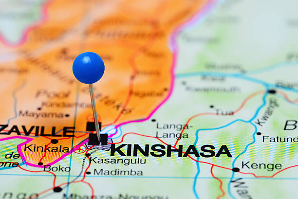istock Kinshasa pinned on a map of Africa 502321320