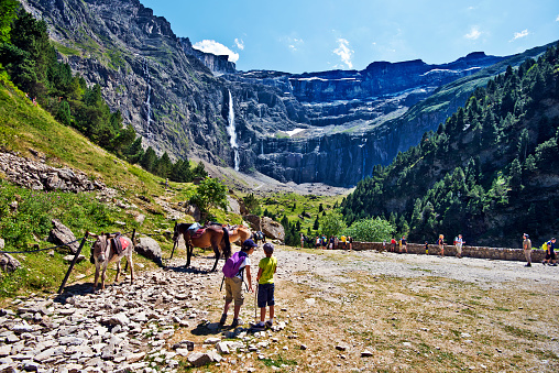 Gavarnie, France, July 13, 2015. Tourists visiting Gavarnie Circus in French Pyrenees