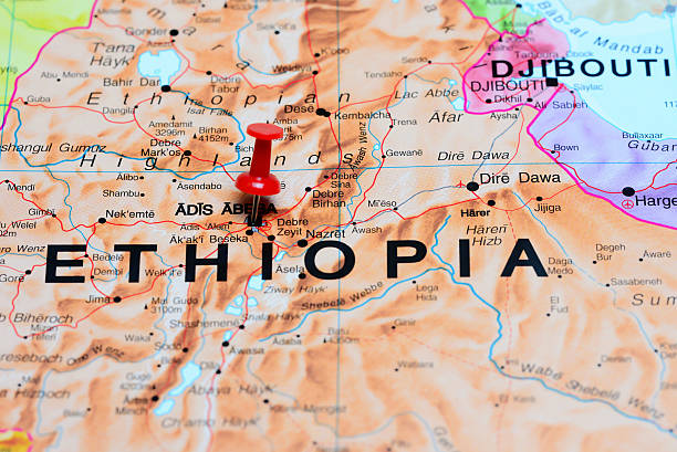 Addis Ababa pinned on a map of Africa Photo of pinned Addis Ababa on a map of Africa. May be used as illustration for traveling theme. addis ababa ethiopia photos stock pictures, royalty-free photos & images