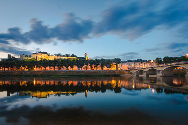 Chinon at dusk stock photo