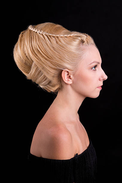 istock Great bun of hair on a woman's head 502323604