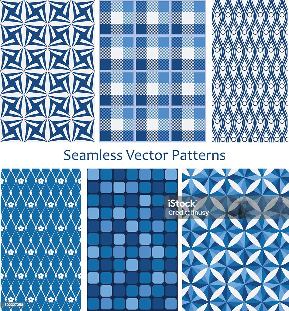Blue Basic Pattern Blue Seamless Patterns Stock Illustration - Download Image Now - 2015 ...