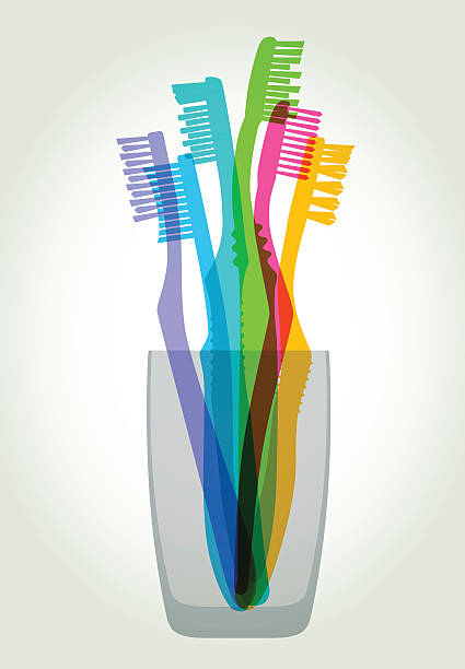 stark이 디자인하는 것은 인테리어 디자인에서 칫솔 - toothbrush dental hygiene glass dental equipment stock illustrations