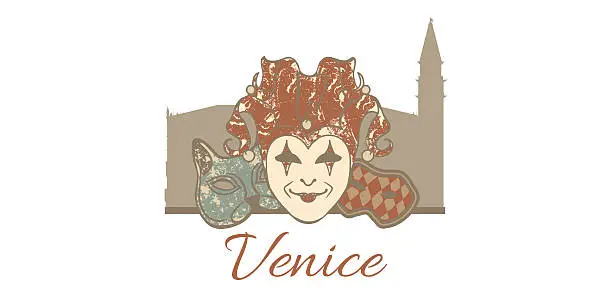 Vector illustration of vector template composition of Venice symbols