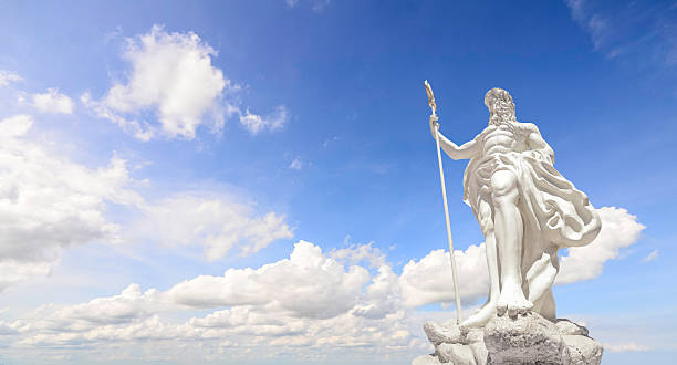 The statue of Poseidon and clear blue sky