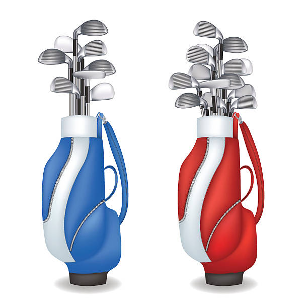 red and blue golf bags filled with clubs - 哥爾夫球袋 幅插畫檔、美工圖案、卡通及圖標