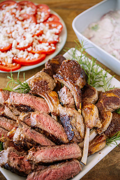 Roasted Lamb and Steak Dinner