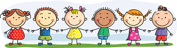 Friendship-Illustrations JPG and EPS. Vector. kids holding hands stock illustrations