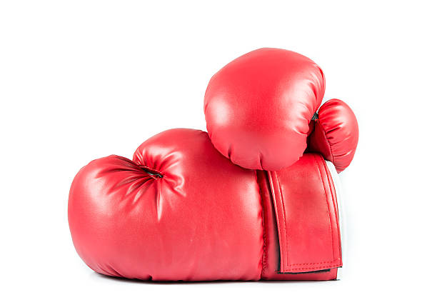 istock Pair of red leather boxing gloves isolated 502348353