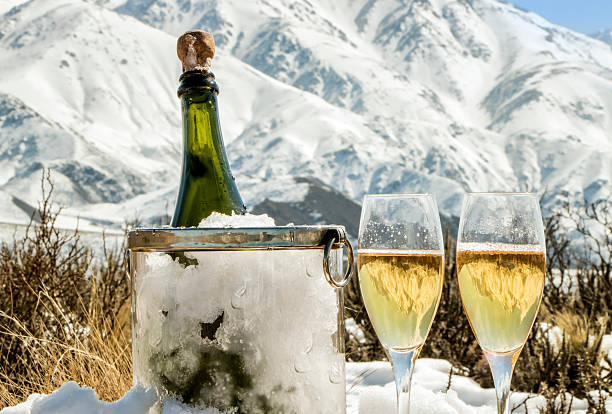 istock Cold french champagne at Alps 502348452