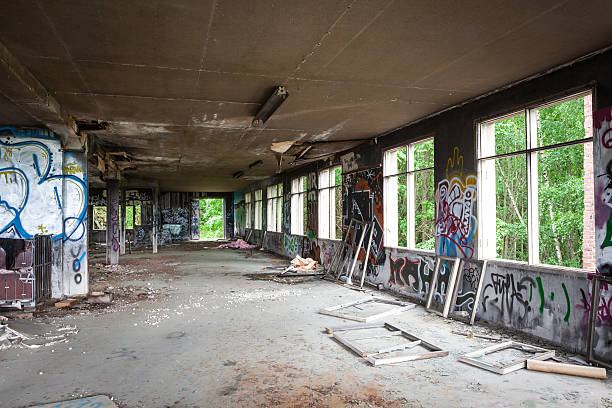 istock Messy abandoned factory room 502348803