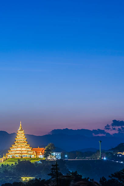 istock Chinese temple, wat huay pla kang at sunset time 502348806