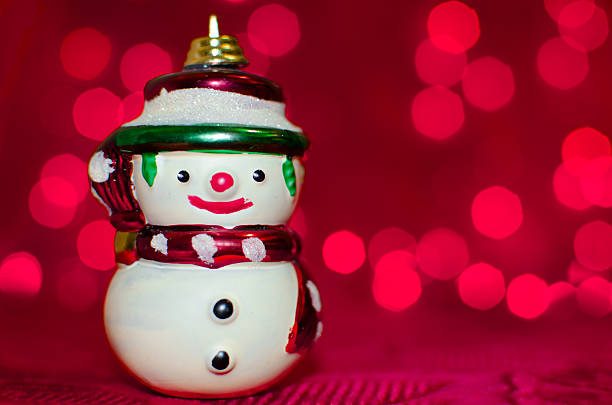 istock Snowman on red bokeh background 502348842