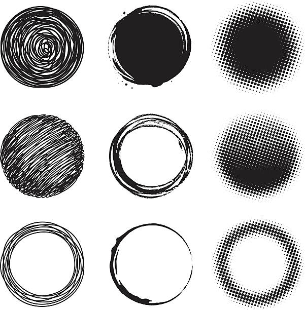 koło elementy projektu - brush stroke paint circle textured stock illustrations