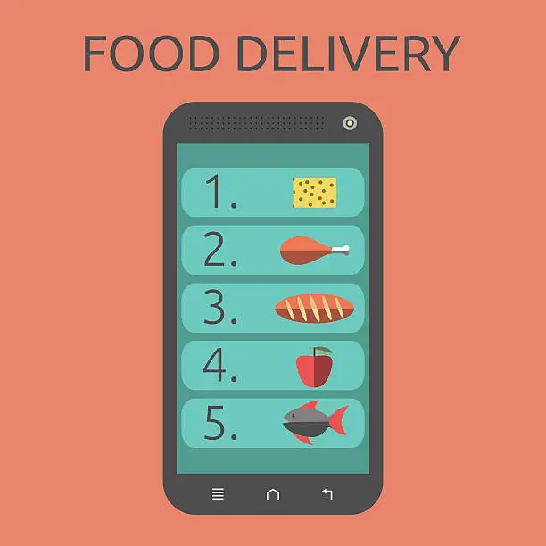 Vector illustration of Food on smartphone screen