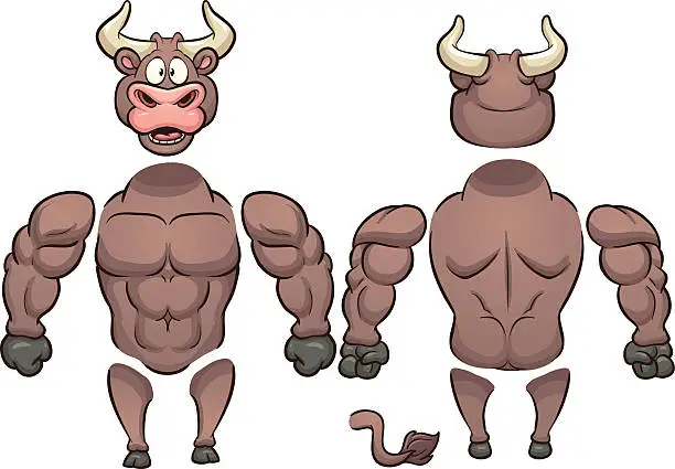 Vector illustration of Cartoon bull