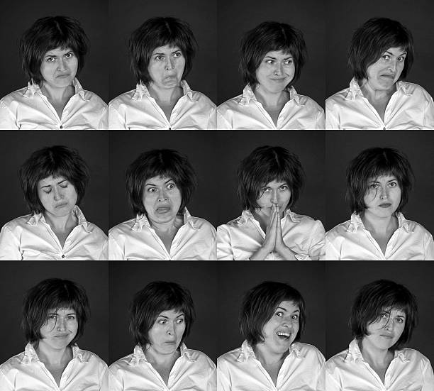 Young woman expressing different emotions