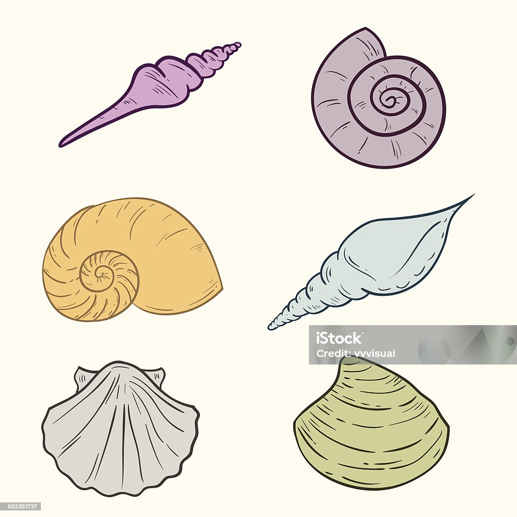 Shell Boho Cartoon Cartoon Shells Stock Illustration - Download Image Now - Animal ...