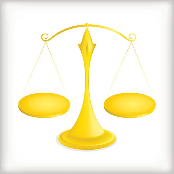 Vector illustration of Golden scales balance -  illustration.