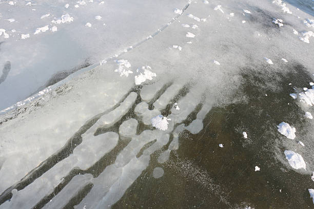 istock Bubbles under ice, formation of ice on the river 502356188