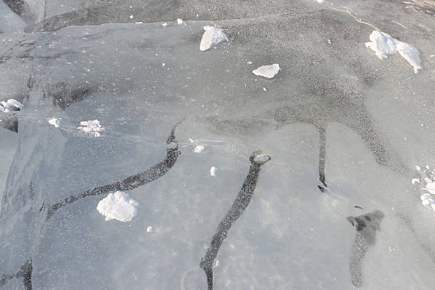 istock Bubbles under ice, formation of ice on the river 502356222