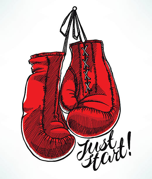 빨간색 권투 장갑 - boxing glove boxing glove symbol stock illustrations