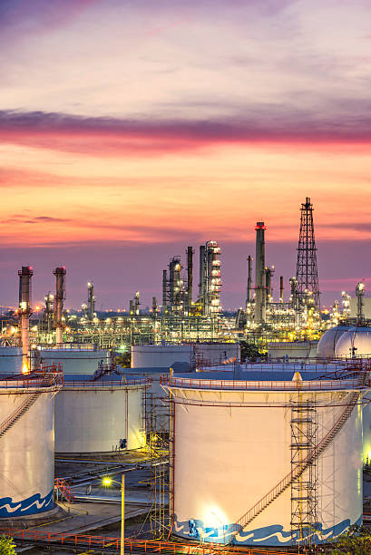 istock Oil refinery at twilight 502359738