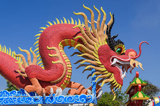 istock Large Chinese dragon in a public park. 502362680