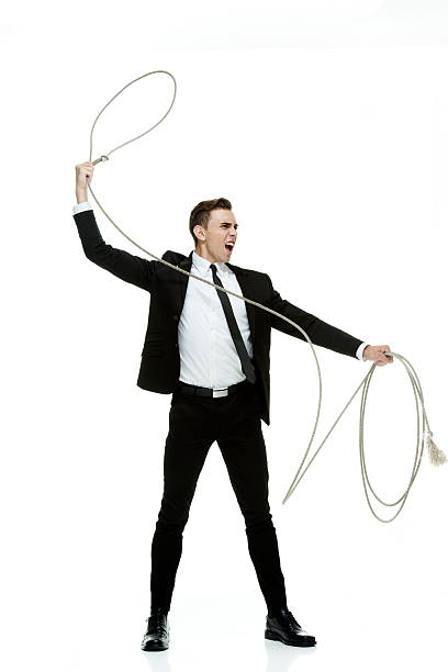 istock Excited businessman lassoing 502364300