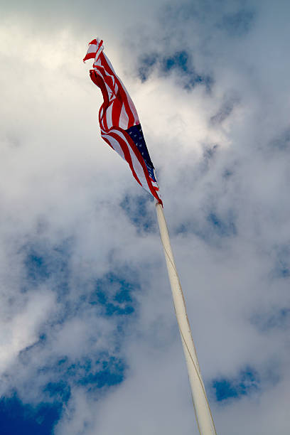 istock US flag on pole, Port Gamble, Washington State 502375299