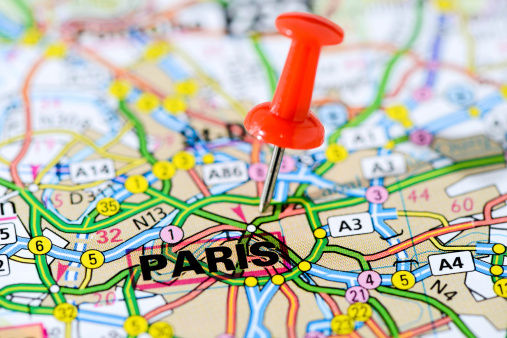 European cities on map series: Paris