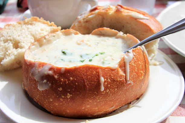 istock Mussel soup in a pot of bread 502377433