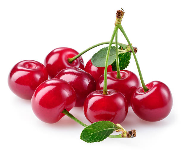 cereja.  amontoado de frutas vermelhas isoladas no branco - sour cherry - fotografias e filmes do acervo