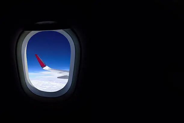 Photo of Window airplane Travel time is bright sky