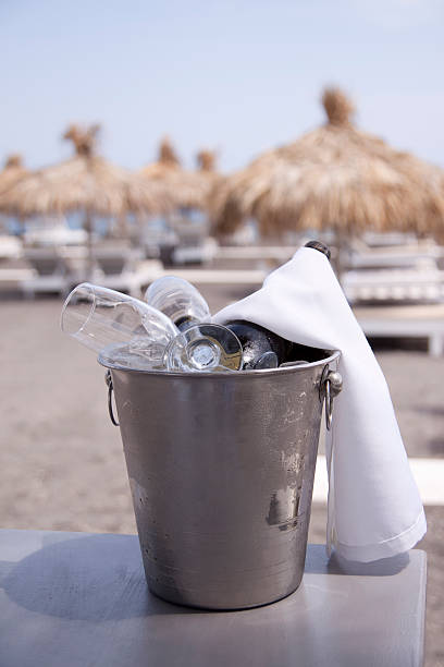 Champagne Bucket on Beach stock photo
