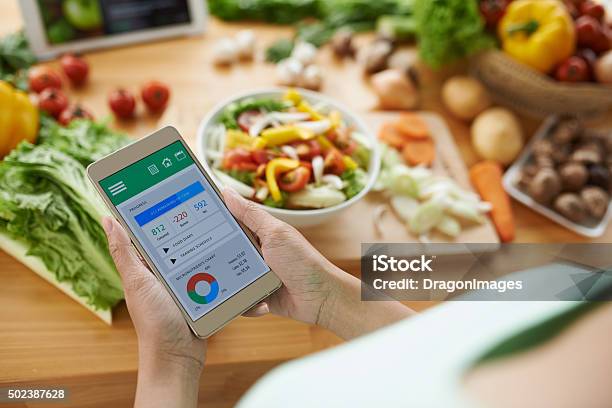 Calorie Counter Stock Photo - Download Image Now - Dieting, Mobile App, Food