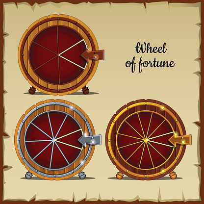 Archaic wheel of fortune with sector, beige background