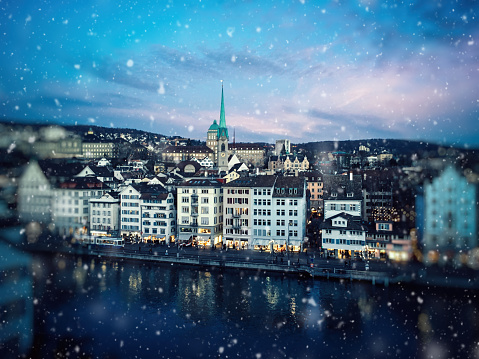 Christmas snow in Zurich, Switzerland