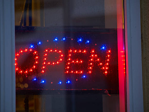 istock Open sign in a shop window 502392262