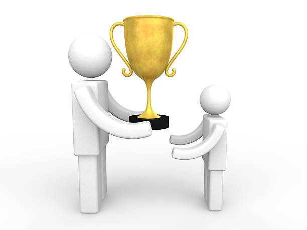 istock 3d man giving golden trophy cup 502393166