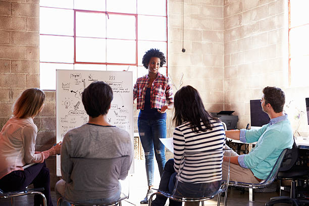 istock Group Of Designers Having Brainstorming Session In Office 502393556