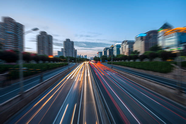 istock Urban highway traffic at night 502394956