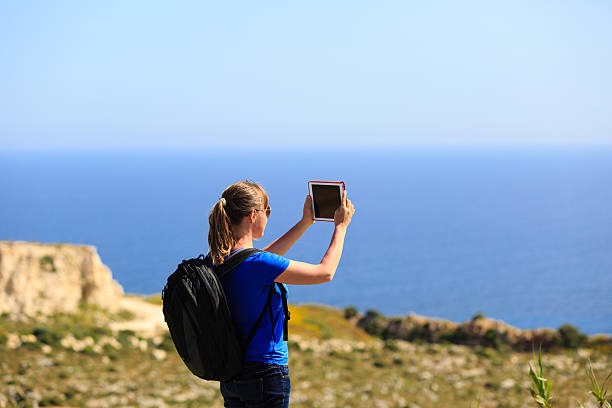 istock young tourist making photo using touch pad 502410818